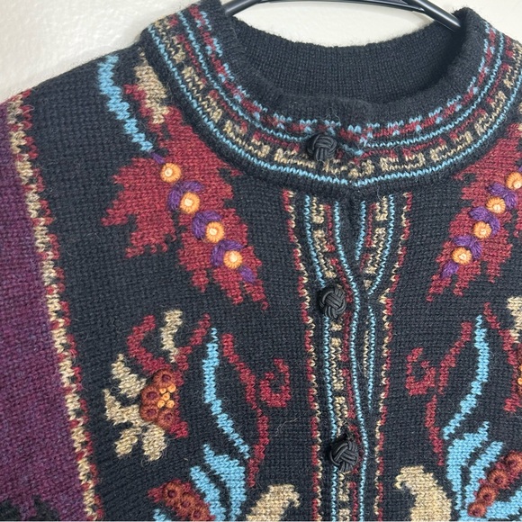 Nordic Design Wool Sweater Button Up Cardigan Purple Vintage size Medium - Picture 4 of 6